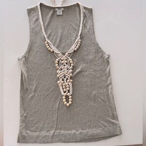 Aeve linen silk beaded sleeveless top